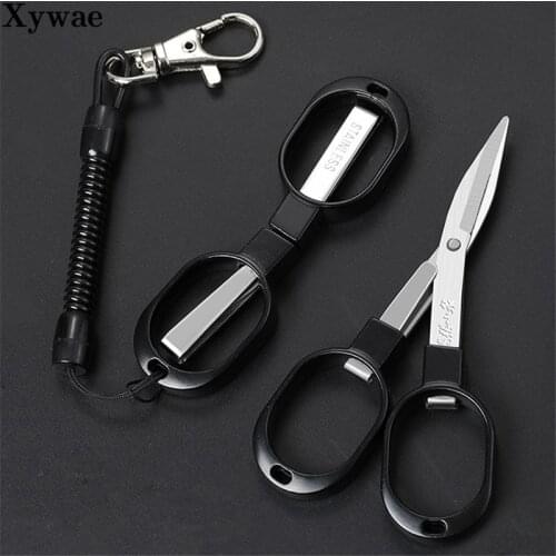 Stainless Steel Folding Scissors Keychain Fold Fishing Scissor Cutter Camping Embroidery Tailor Cross-stitch Needlework tools