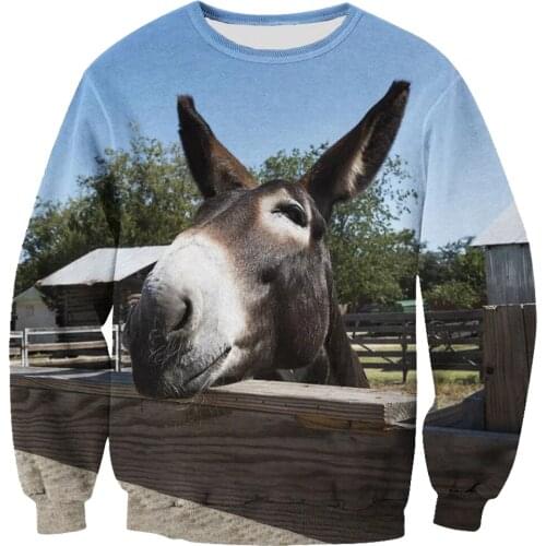 Animal mule horse Funny 3D Printed Sweatshirt Men/Women Harajuku Fashion Long sleeve sweatshirt Casual Pullover Drop shipping