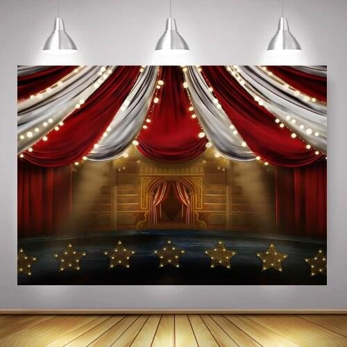 Circus Themed Party Selfie Photograhy Backdrop Decoration Stage Circus Curtain Birthday Cake Table Background Newborn Baby Photo