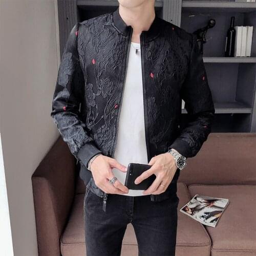 2020 Spring Flower Jaqueta Masculina Vintage Bomber Jacket Green Black Chaqueta Casual Hombre Outfit Men