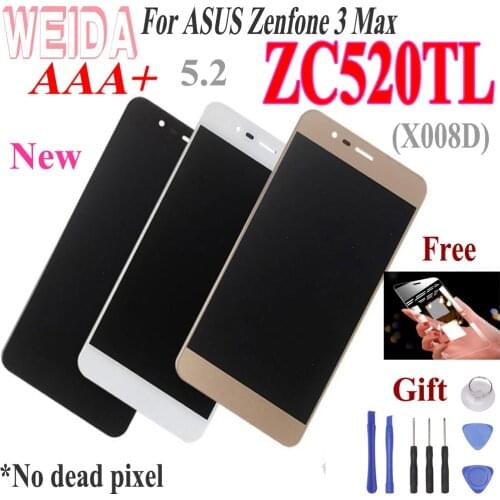 WEIDA 5.2"For ASUS Zenfone 3 Max ZC520TL LCD Display Touch Screen Assembly Digitizer with Frame For ASUS X008D LCD Free Tools