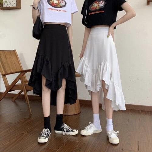Long skirts for women 2021 new Korean style high waist slimming mid-length irregular fishtail skirt pleated skirt