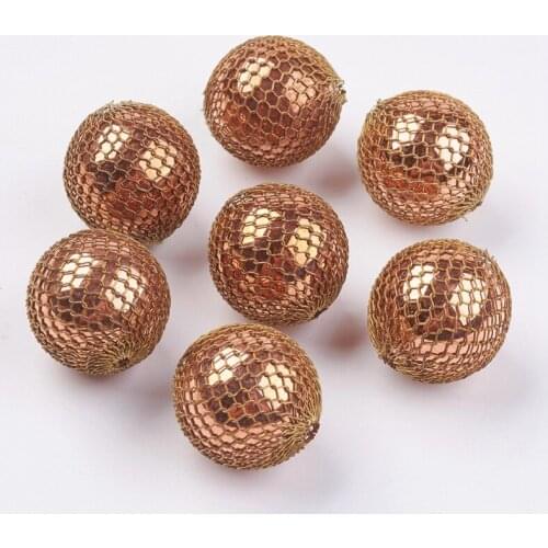 7mm 11mm 16.5mm 21mm 26mm Handmade Woven Beads Brass Bead Covered with Brass Chain Golden DIY Jewelry Making Handicraft Supplies