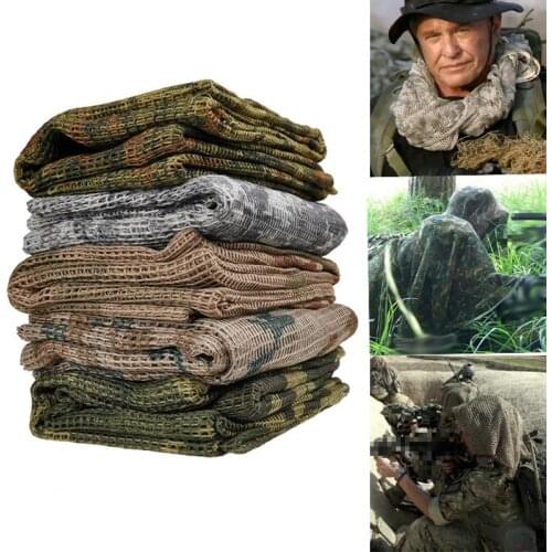 190*90cm Scarf Military Camouflage Mesh Scarf Sniper Face Scarf Veil Tactical Camping Hunting Multi Purpose Hiking Scarves