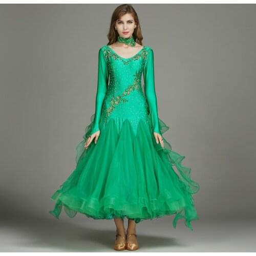 2017 Modern Standard Ballroom Dance Competition Dresses Customized Waltz Dress Adult Dancing Costume For Women