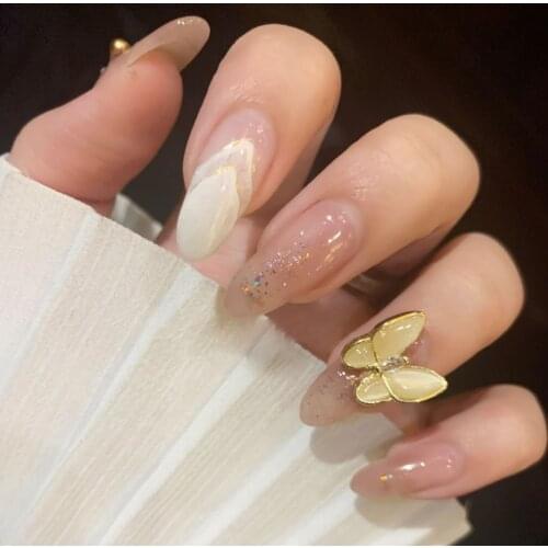 24pcs Butterfly Fake Nails Full cover Fake Nails Glue DIY Manicure Nail Art Tools