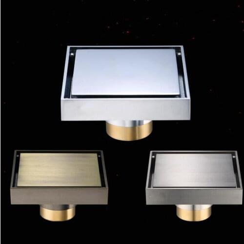 3 Colors Deodorization Brass Floor Drain 15x15cm Square Anti-odor Bathroom Balcony Invisible Shower Drain