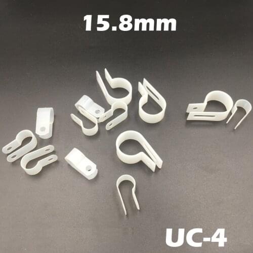 70pcs UC-4 15.8mm 5/8" White Plastic Nylon Wire Hose Tube Fansten R-Type Fixed Cable Tie Mount Organizer Holder R Clip Clamp