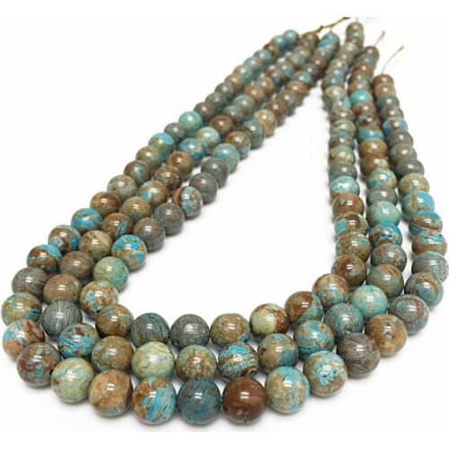 1Str Turquois Blue Calsilica Jaspe r Stone Beads 4mm,6mm, 8mm,10mm 12mm Round Polished Gem stone Loose bead for jewelry 15.5"