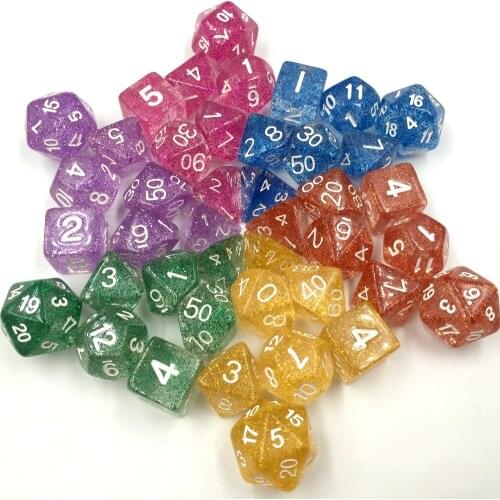 Rollooo Glitter Rpg dice D4 D6 D8 D10 D% D12 and D20 7Pcs/Set