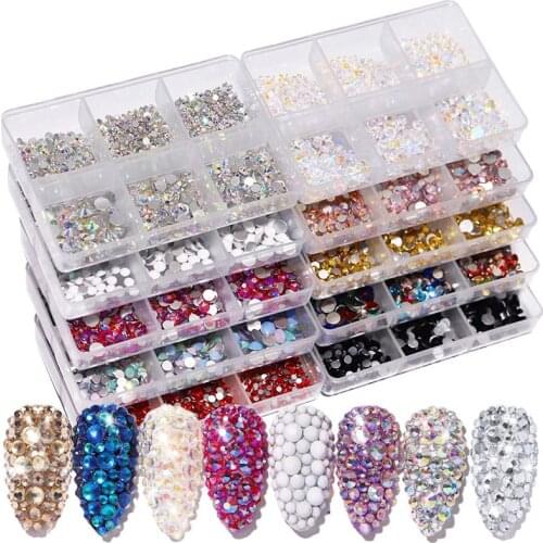 Nail Art Shiny Rhinestones Mix Color Acrylic Nails Sticker Glitter Flakes Sequins Gems Crystal Deco DIY Nail Art 3D Decoration