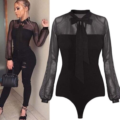 Sexy Bodysuit Long Sleeve Women Transparent Mesh Body Streetwear Tops Sexy Bodycon Long Sleeve Jumpsuit Overalls Tops @40