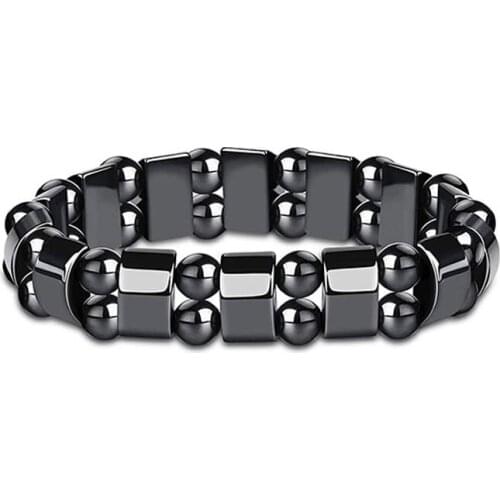 Hematite Bracelet &Bangles Magnetic Health Double Layer Black Bracelet for men& women