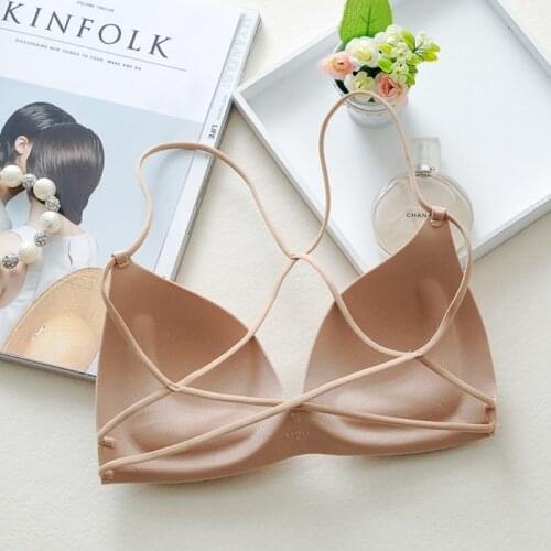 Sexy Women Bras Underwear Padded Lingerie Stretch Wireless Push Up Bralette Top Sexy Cross Strap Women Casual