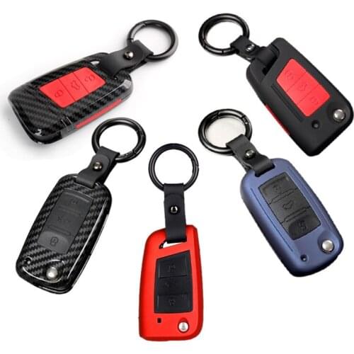 ABS Carbon Fiber Silicone Car Key Case Cover For VW Volkswagen Golf Bora Jetta POLO Passat B5 Skoda Superb Octavia Fabia SEAT