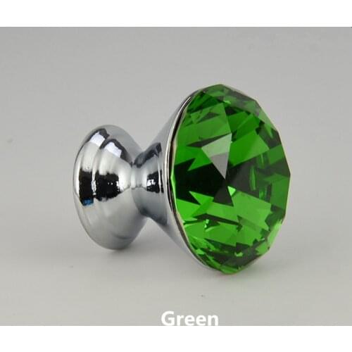 European Diamond Crystal Knobs Single Holder Clear Drawer Accessories Wardrobe Door Cabinet Handle Color Crystal Child Knob 30mm