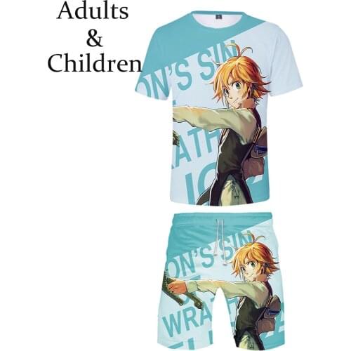 Meliodas T-shirt+Beach Popular Hot New Casual Suitable Hip Hop shorts men/women Summer 3D print boys girls two-piece Cool sets