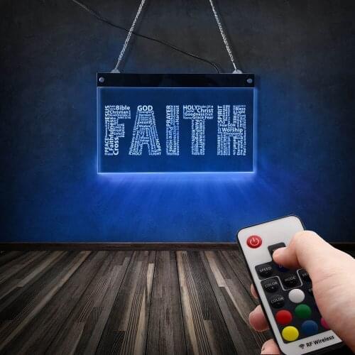 Christian Word Faith Shaped Religious LED Neon Sign Bible Verse Quote Wall Sign for Cool Light Church Art LED Lighting Décor