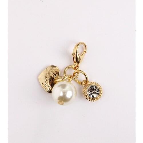 Faux Pearl Heart rhinestone Pretty Pendant Keyrings Keychain Charm Bag Pendant Gift J22