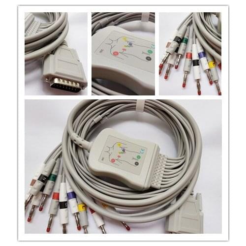 Ecg/ekg cable 10 leads banana end IEC standard,Compatible Nihon Kohden ECG-1250,ECG-1350, ECG-9101/9130/9132/9620,free shipping