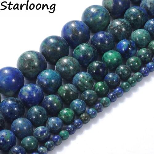 High Quality Natural Stone Chrysocolla Lapis lazuli Round Loose Strand Beads 4/6/8/10/12mm 15" for Jewelry Making Bracelet Diy