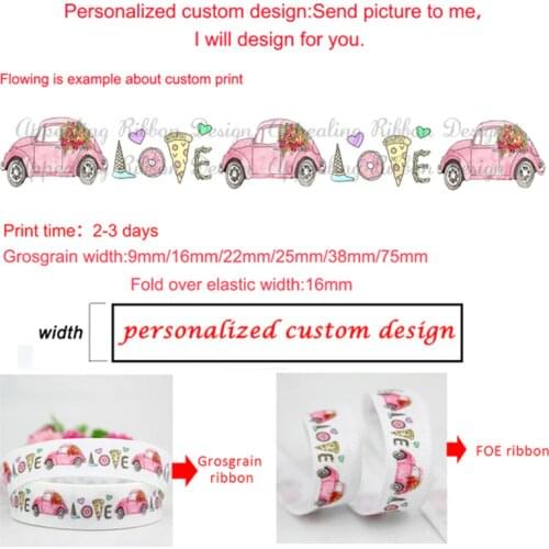 Custom Cake Macaron Doughnut Cartoon Printed Grosgrain Ribbon Foe Elastic Ribbon 16mm-75mm 50 Yards Wedding Diy Bows Ribbons