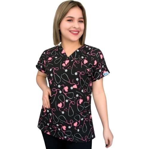 Nur Orthopedics Stethoscope Themed Nurse Uniform Doctor Scrubs Hospital Doctor Cotton Polyester Terycotton Single Top Uniform Su