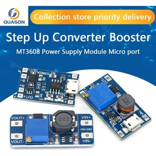5PCS MT3608 DC-DC Step Up Converter Booster Power Supply Module Boost Step-up Board MAX output 28V 2A For Arduino