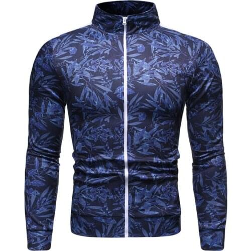 Mens Jacket European American Style Printed Casual Autumn Fashion Trend Running Jogging Fitness Gym Jacket Chamarra Deportiva