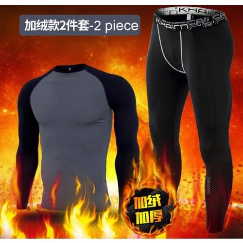 Mens Tracksuit Winter Compression Sets Gym Clothing Men Warm Base Layer Fitness Warm Winter Sports Compression Suit With Fleece