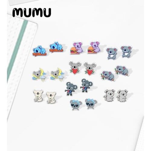 2020 New Baby Koala Stud Earring Cute Animal Acrylic Earrings Resin Epoxy Jewelry Handmade Items