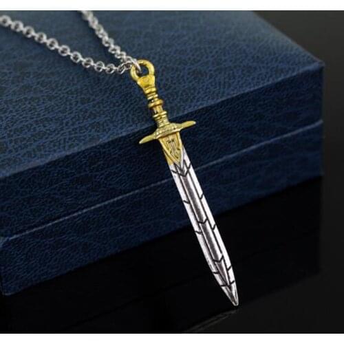 Percy Jackson The Sea Of Monsters Vintage Sword Statement Necklace Boutique Golded Men Long Pendants Necklace DropShipping