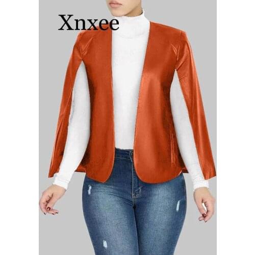 Brown elegant Women solid pu leather coats long sleeve slim fit women sexy jacket solid autumn winter women coat streetwear