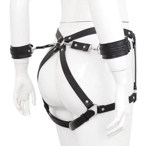 Suspender Leg Harness For Women Sex Bondage Handcuffs Leather Body Straps Bridal Garters Belts Punk Gothic Erotic Lingerie Cage