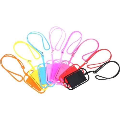 Silicone Lanyard Moblie Phone Straps Cell Phone Holder Sling ID Card Necklace Wrist Strap Mobile Phone Holder with Card Holder