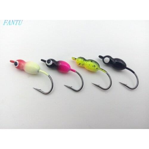 FANTU 4PCS/lot Lead Ice Fishing Hook 25mm/2.5g Head With An Eyelet Ice Fishing lure Artificial Winter Mini Lead Metal Baits