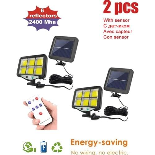 2pcs seperable 128 COB Solar Street Lights Outdoor Security solar Wall Lamp Waterproof PIR Motion Sensor Smart Remote Control La