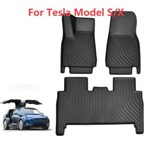 For Tesla Model S X Floor Mat Waterproof TPE Car Mats 6/7 Seats Floor Mat Fit All-Weather Floor Carpet Cover Waterproof Durable