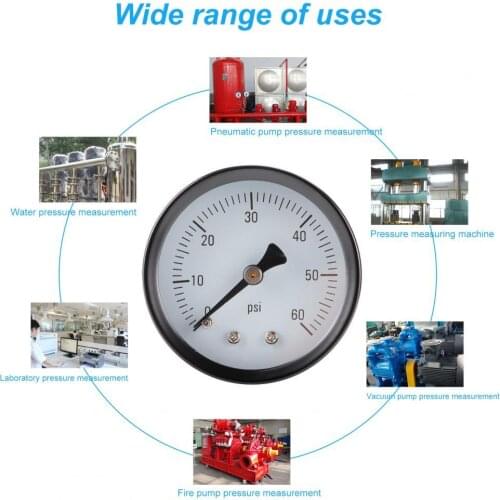 High-quality 60PSI Precise Axial Air Oil Pressure Gauge Lucid Dial Water Pressure Gauge Good Hardness for Air Pump