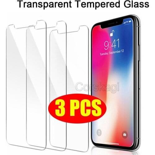 3 PCS Protective Tempered Glass For Apple iphone SE 2020 12 Mini Pro Max 11 Pro X XS MAX XR 7 8 Plus 6 6s