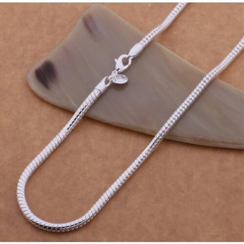 Wholesale Silver Plated Fashion Jewelry 3mm Snake Bone Line Chain Necklace For Ladies and Men Party Gift N192 Free Shipping