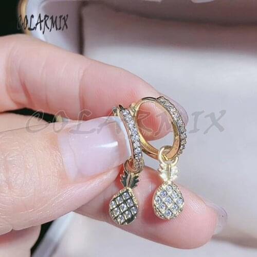 4 Pairs Pineapple Zircon earrings Gold color earrings Gift for lady elegant Crystal earrings simple style wholesale earring50799