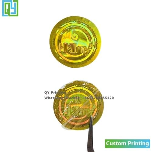 10000pcs 25x25mm Free Shipping Custom Tamper Evident Hologram Stickers Golden Foil 3D Holographic Gold Labels VOID Open Seal Tag