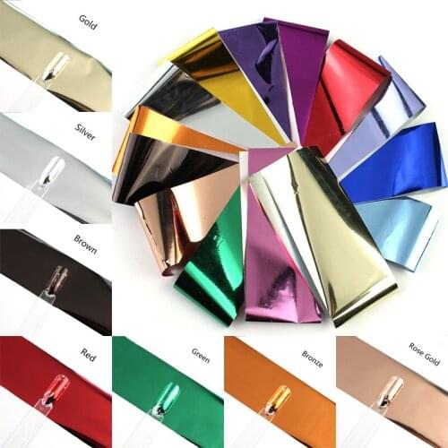 14pcs/set Charm Polish Holographic Nail Foil art Stickers Gold Metal Color Starry Paper Transfer Foils Wraps