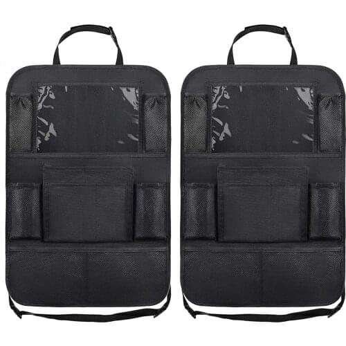 2pcs Car Backseat Organizer Car Kick Mats for Kids Back Seat Protectors Large Capacity Transparent Tablet Pocket Easy Cleaning