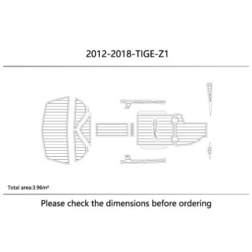 2012-2018 TIGE Z1 cockpit Swimming platform 1/4" 6mm EVA Faux teak floor