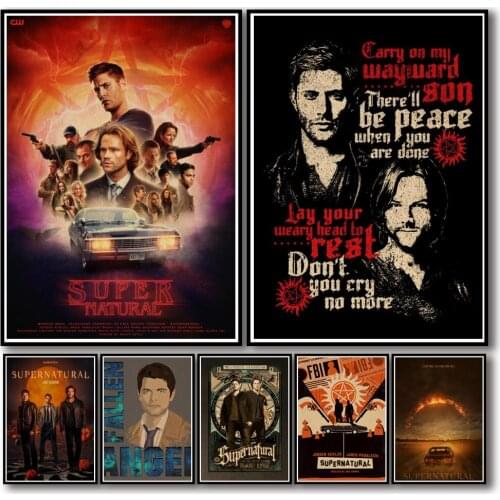 39 Designs Tv Show Supernatural Kraftpaper Poster Home Decal Artwork Painting Funny Wall Sticker for Coffee House Bar