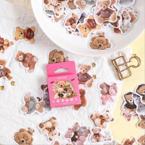 46pcs/box Cartoon Boxed stickers bear decoration child stationery scrapbook DIY 45MM