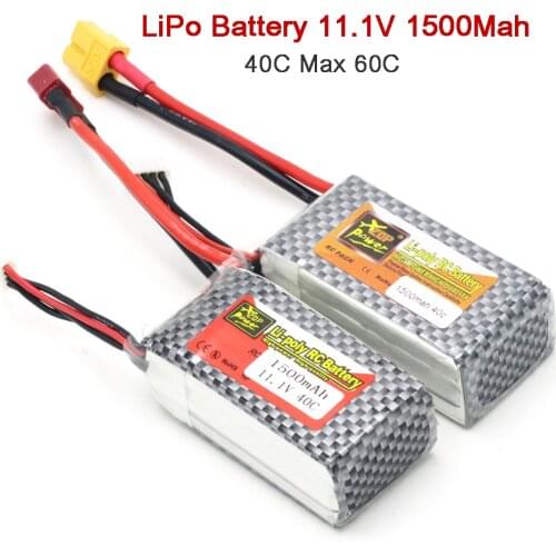 5pcs/lot ZOP Power 11.1V 1500Mah 3S 40C Max 60C LiPo Battery XT60 Plug T Plug For RC Quadcopter Drone Helicopter Car Airplane