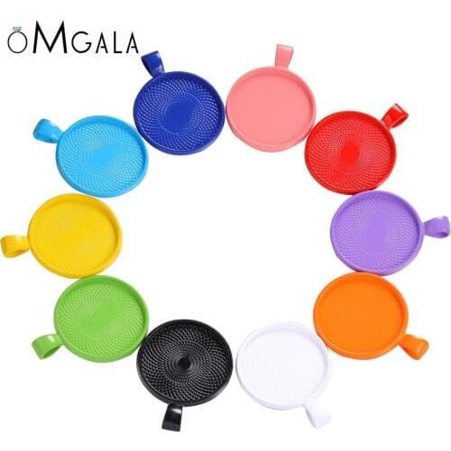 50PCS Colorful Cabochon Pendant Base Settings Jewelry Making DIY Necklace Hand Made 25mm Cameo Alloy Blank Tray Jewellery Crafts